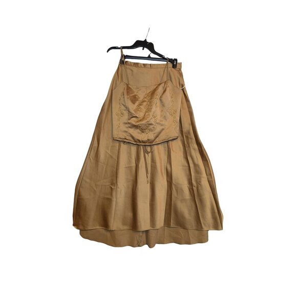 Vintage Jordan Tan Embroidered Corset Top & Skirt Set With Adjustable Straps & L - Picture 1 of 15